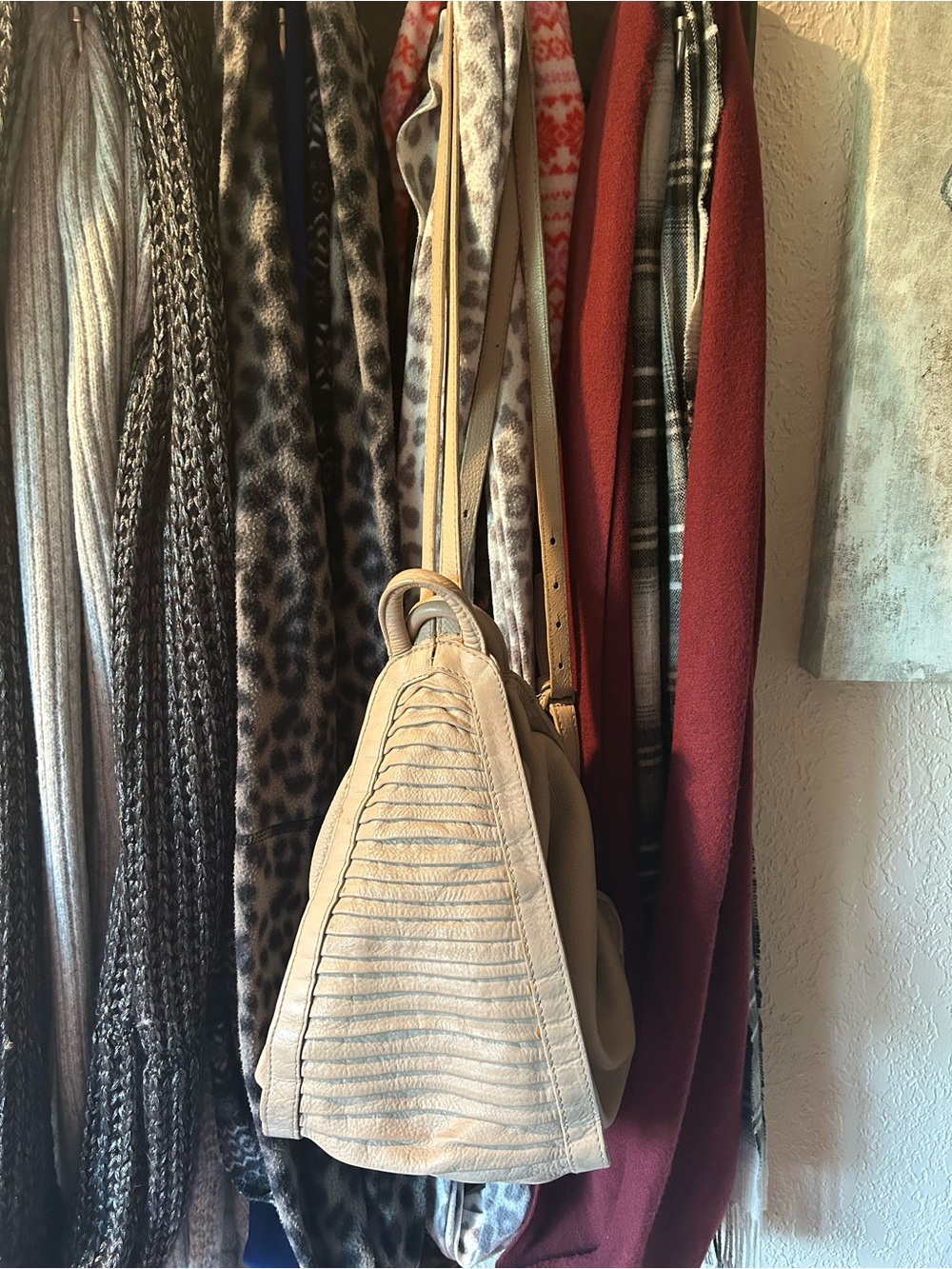 Kooba Calabasa Cream Leather Convertible Backpack Hobo Bag